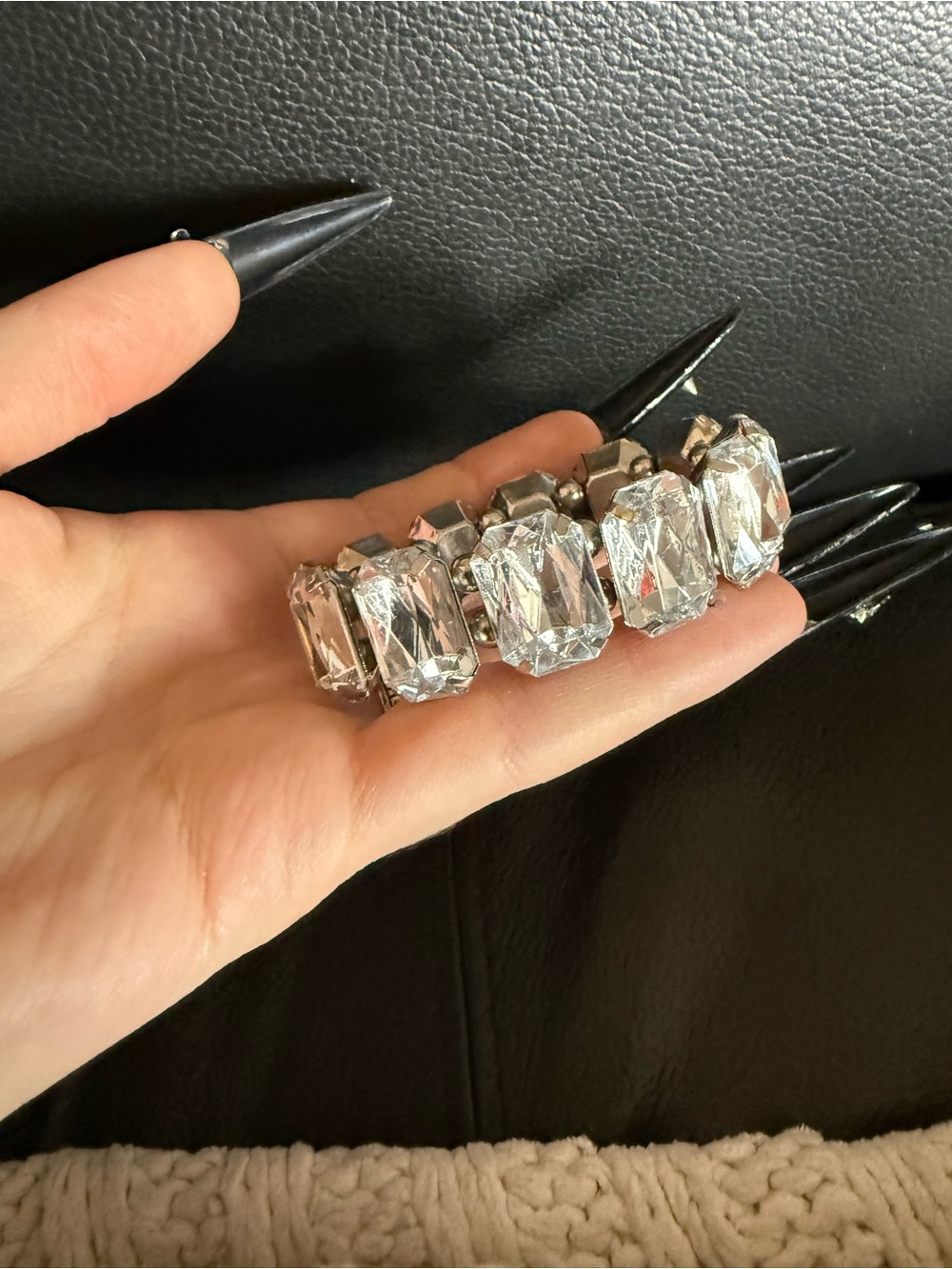 Clear Crystal Link Bracelet - Silver Tone